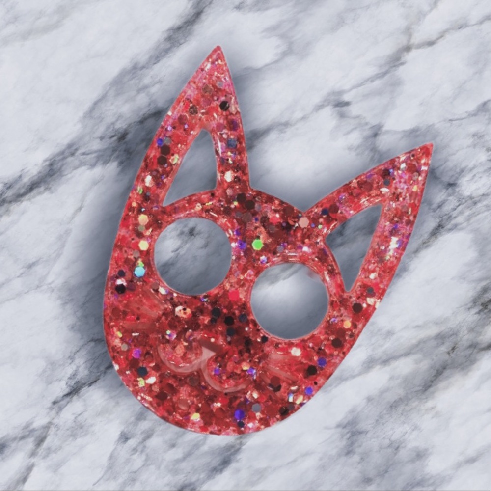 Handmade self defense kitty cat keychain